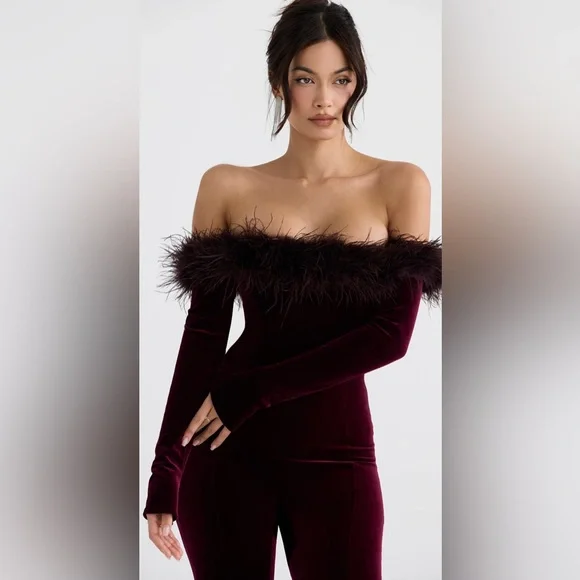 SALIMABLACK CHERRY VELVET JUMPSUIT